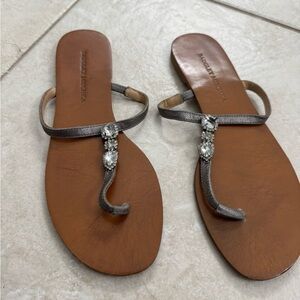 Badgley Mischka Brown and Silver Embellished Sandals